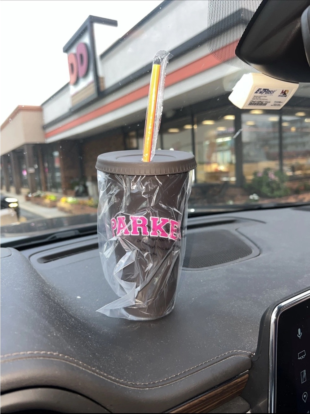 Parke X Dunkin brown Tumbler with Straw